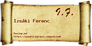 Izsáki Ferenc névjegykártya